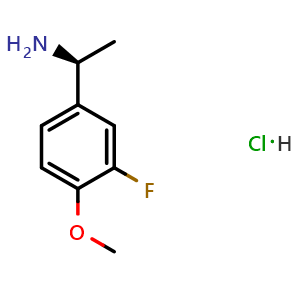 Chemical structure of (S)-1-(3-fluoro-4-methoxyphenyl)ethanamine hydrochloride , CAS 1980007-86-0, AChemBlock U110582