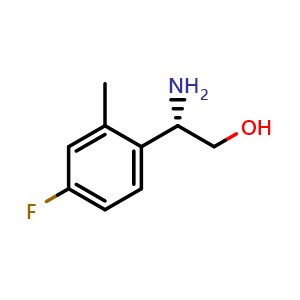 Chemical structure of (2S)-2-amino-2-(4-fluoro-2-methylphenyl)ethan-1-ol , CAS 1213691-14-5, AChemBlock U110588