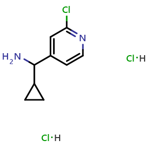 Chemical structure of (2-Chloropyridin-4-yl)-cyclopropylmethanamine dihydrochloride , CAS 2418661-50-2, AChemBlock U110591