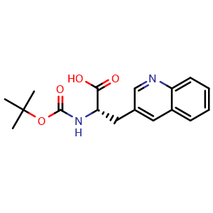 Chemical structure of (S)-2-((tert-butoxycarbonyl)amino)-3-(quinolin-3-yl)propanoic acid , CAS 135101-20-1, AChemBlock U110622