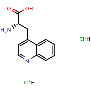 Chemical structure of (2S)-2-amino-3-(4-quinolyl)propanoic acid dihydrochloride , CAS 2563594-83-0, AChemBlock U110624