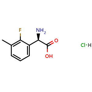 Chemical structure of (2R)-2-amino-2-(2-fluoro-3-methylphenyl)acetic acid hydrochloride , CAS 2703745-45-1, AChemBlock U110639