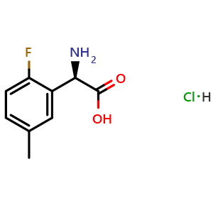 Chemical structure of (2R)-2-amino-2-(2-fluoro-5-methylphenyl)acetic acid hydrochloride , CAS 1391431-04-1, AChemBlock U110641