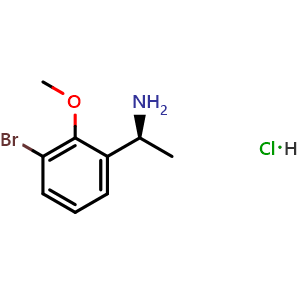 Chemical structure of (1S)-1-(3-bromo-2-methoxyphenyl)ethylamine hydrochloride , CAS 2816820-13-8, AChemBlock U110648