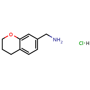 Chemical structure of (3,4-Dihydro-2H-1-benzopyran-7-yl)methanamine hydrochloride , CAS 2703757-04-2, AChemBlock U110660