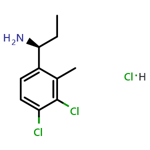 Chemical structure of (1S)-1-(3,4-dichloro-2-methylphenyl)propan-1-amine hydrochloride , CAS 2703745-75-7, AChemBlock U110662