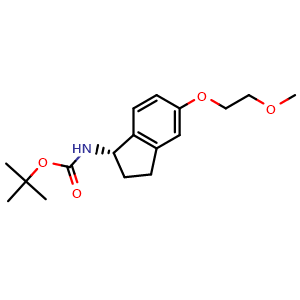 Chemical structure of (S)-tert-butyl (5-(2-methoxyethoxy)-2,3-dihydro-1H-inden-1-yl)carbamate , CAS 2664977-61-9, AChemBlock U110664