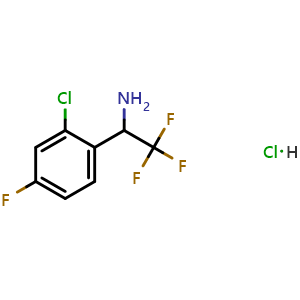 Chemical structure of 1-(2-Chloro-4-fluoro-phenyl)-2,2,2-trifluoro-ethylamine hydrochloride , CAS 2703756-64-1, AChemBlock U110669