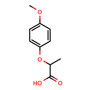 Chemical structure of 2-(4-Methoxyphenoxy)propanoic acid , CAS 13794-15-5, AChemBlock U110696