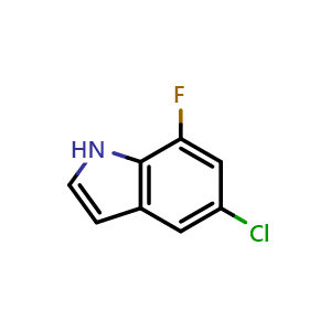 Chemical structure of 5-Chloro-7-fluoro-1H-indole , CAS 1227499-38-8, AChemBlock U110759