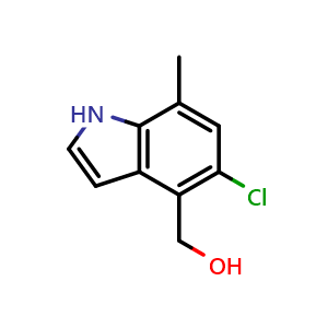 Chemical structure of (5-Chloro-7-methyl-1H-indole-4-yl)methanol , CAS 2665661-17-4, AChemBlock U110766