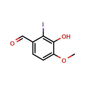 Chemical structure of 4-Formyl-2-hydroxy-3-iodoanisole , CAS 138490-94-5, AChemBlock U110789