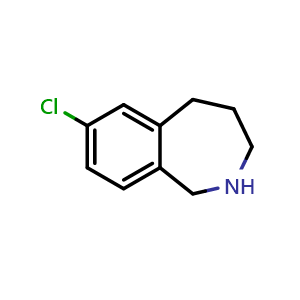 Chemical structure of 7-Chloro-2,3,4,5-tetrahydro-1H-benzo[c]azepine , CAS 40584-16-5, AChemBlock U110806