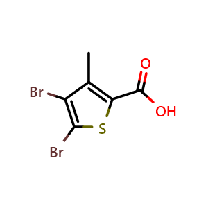 Chemical structure of 4,5-Dibromo-3-methylthiophene-2-carboxylic acid , CAS 854626-32-7, AChemBlock U110814