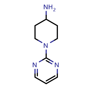 Chemical structure of 1-Pyrimidin-2-yl-piperidin-4-ylamine , CAS 1179369-48-2, AChemBlock U110817