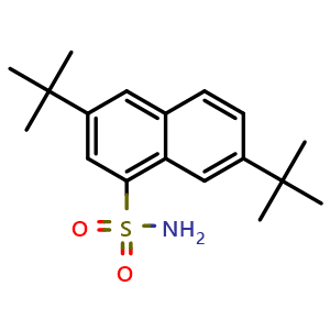 Chemical structure of 3,7-Di-tert-butylnaphthalene-1-sulfonamide , CAS 109688-05-3, AChemBlock U110819
