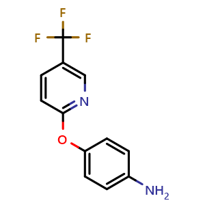 Chemical structure of 4-{[5-(Trifluoromethyl)pyridin-2-yl]oxy}aniline , CAS 71422-81-6, AChemBlock U110821