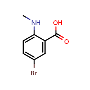 Chemical structure of 5-Bromo-2-(methylamino)benzoic acid , CAS 22721-16-0, AChemBlock U110836