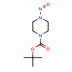 Chemical structure of tert-Butyl 4-nitrosopiperazine-1-carboxylate , CAS 877177-42-9, AChemBlock U110847
