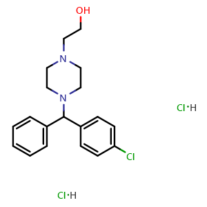Chemical structure of 2-{4-[(4-Chlorophenyl)(phenyl)methyl]-1-piperazinyl}ethanol dihydrochloride , CAS 164726-80-1, AChemBlock U110852