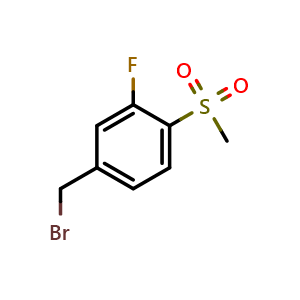 Chemical structure of 3-Fluoro-4-(methylsulphonyl)benzyl bromide , CAS 942199-49-7, AChemBlock U110893
