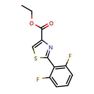 Chemical structure of Ethyl 2-(2,6-difluorophenyl)thiazole-4-carboxylate , CAS 1187056-38-7, AChemBlock U110897