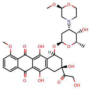 Chemical structure of nemorubicin , CAS 108852-90-0, AChemBlock U127315