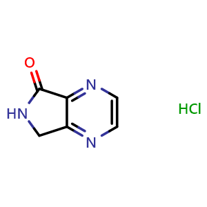 Chemical structure of 6,7-dihydro-5H-pyrrolo[3,4-b]pyrazin-5-one hydrochloride , CAS 2624417-02-1, AChemBlock U127321