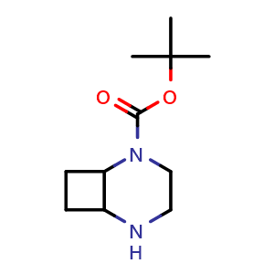 Chemical structure of tert-butyl 2,5-diazabicyclo[4.2.0]octane-2-carboxylate , CAS 1314401-91-6, AChemBlock U127323
