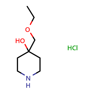 Chemical structure of 4-(ethoxymethyl)piperidin-4-ol hydrochloride , CAS 2708278-49-1, AChemBlock U127328