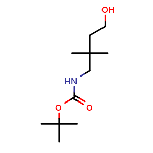 Chemical structure of tert-butyl N-(4-hydroxy-2,2-dimethylbutyl)carbamate , CAS 622865-34-3, AChemBlock U127336