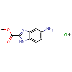 Chemical structure of methyl 5-amino-1H-benzo[d]imidazole-2-carboxylate hydrochloride , CAS 2044704-79-0, AChemBlock U127357