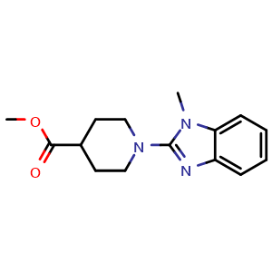 Chemical structure of methyl 1-(1-methyl-1H-benzo[d]imidazol-2-yl)piperidine-4-carboxylate , CAS 1496021-75-0, AChemBlock U127361