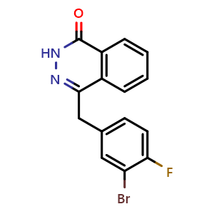 Chemical structure of 4-(3-bromo-4-fluorobenzyl)phthalazin-1(2H)-one , CAS 1062292-60-7, AChemBlock U127372