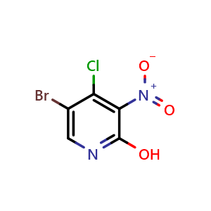 Chemical structure of 5-bromo-4-chloro-3-nitropyridin-2-ol , CAS 1446182-23-5, AChemBlock U127380