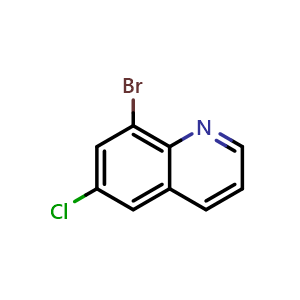 Chemical structure of 8-Bromo-6-chloro-quinoline , CAS 16567-11-6, AChemBlock U127387