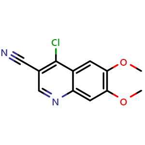 Chemical structure of 4-Chloro-6,7-dimethoxy-quinoline-3-carbonitrile , CAS 214470-55-0, AChemBlock U127398