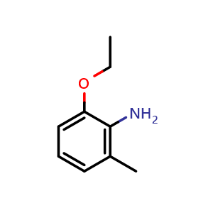 Chemical structure of 2-Ethoxy-6-methyl-phenylamine , CAS 53982-02-8, AChemBlock U127419