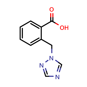 Chemical structure of 2-((1H-1,2,4-triazol-1-yl)methyl)benzoic acid , CAS 876718-01-3, AChemBlock U127428