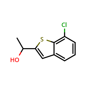 Chemical structure of 1-(7-chlorobenzo[b]thiophen-2-yl)ethan-1-ol , CAS 1894191-63-9, AChemBlock U127434