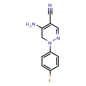 Chemical structure of 5-amino-1-(4-fluorophenyl)-1,6-dihydropyridazine-4-carbonitrile , CAS 2665660-88-6, AChemBlock U127441