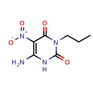 Chemical structure of 6-amino-5-nitro-3-propylpyrimidine-2,4(1H,3H)-dione , CAS 949936-37-2, AChemBlock U127445