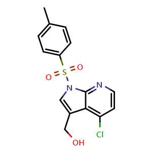 Chemical structure of (4-chloro-1-tosyl-1H-pyrrolo[2,3-b]pyridin-3-yl)methanol , CAS 2722662-37-3, AChemBlock U127457