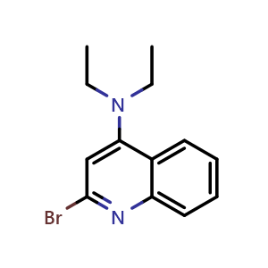 Chemical structure of (2-Bromo-quinolin-4-yl)-diethyl-amine , CAS 2665662-67-7, AChemBlock U127462