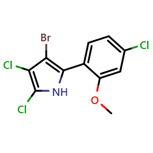 Chemical structure of 3-Bromo-4,5-dichloro-2-(4-chloro-2-methoxy-phenyl)-1H-pyrrole , CAS 2665660-70-6, AChemBlock U127464