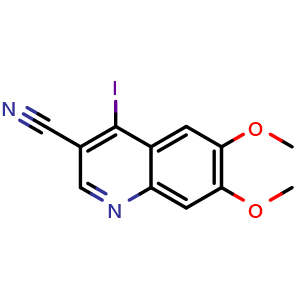 Chemical structure of 4-iodo-6,7-dimethoxyquinoline-3-carbonitrile , AChemBlock U127472