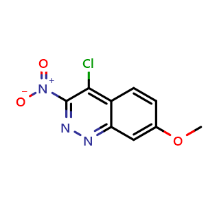 Chemical structure of 4-chloro-7-methoxy-3-nitrocinnoline , AChemBlock U127477