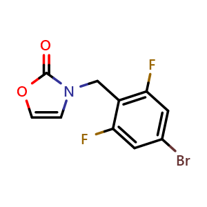 Chemical structure of 3-(4-bromo-2,6-difluorobenzyl)oxazol-2(3H)-one , CAS 2665663-07-8, AChemBlock U127482