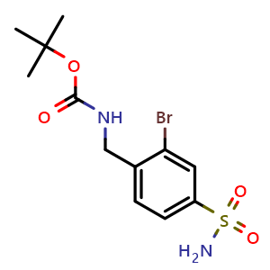 Chemical structure of tert-butyl (2-bromo-4-sulfamoylbenzyl)carbamate , AChemBlock U127486
