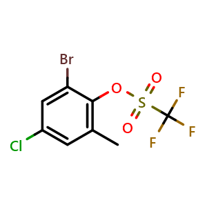 Chemical structure of 2-bromo-4-chloro-6-methylphenyl trifluoromethanesulfonate , CAS 2665660-63-7, AChemBlock U127494